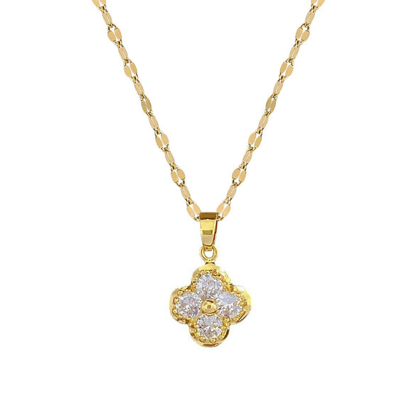 Titanium Steel Fourleaf Flower Jewelry Set Natural Style With Electroplating And Geometric Pattern For Women
