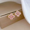 Titanium Steel Fourleaf Flower Jewelry Set With Geometric Pattern And Electroplating For Women