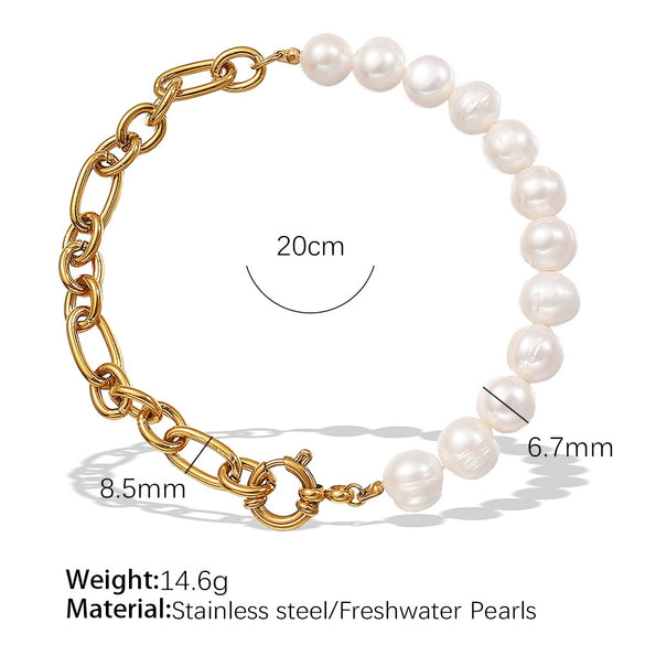 316L Stainless Steel Freshwater Pearl Bracelet And Necklace With Electroplating And Simple Stylish Design