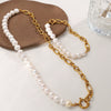 316L Stainless Steel Freshwater Pearl Bracelet And Necklace With Electroplating And Simple Stylish Design