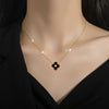Titanium Steel Fritillaria Fourleaf Flower Normcore Style Electroplated Unisex Necklace With Geometric Pattern