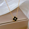 Titanium Steel Fritillaria Fourleaf Flower Normcore Style Electroplated Unisex Necklace With Geometric Pattern