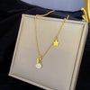 Titanium Steel Fritillaria Rabbit Normcore Style Electroplating Geometric Cartoon Necklace Accessories