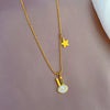Titanium Steel Fritillaria Rabbit Normcore Style Electroplating Geometric Cartoon Necklace Accessories
