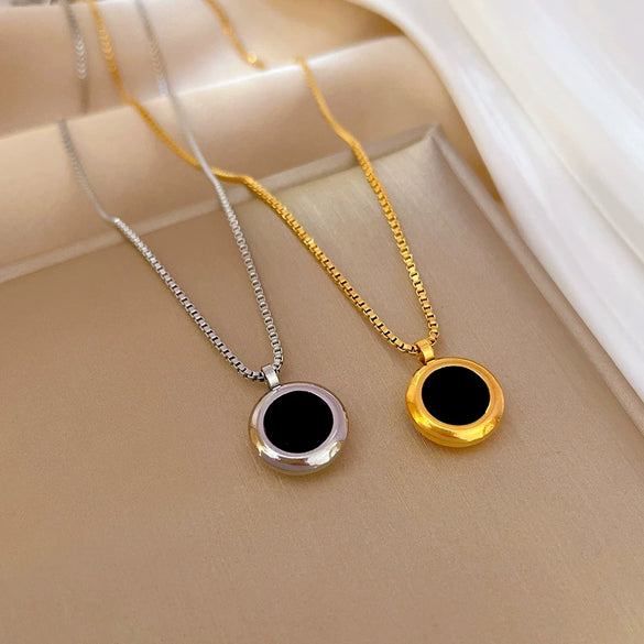 Titanium Steel Fritillaria Ring And Necklace With Geometric Pattern Electroplated Unisex Cartoon Style Accessories