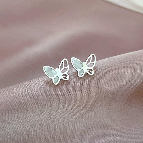 Titanium Steel Fritillary Butterfly Geometric Minimalistic Electroplated Unisex Earrings