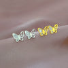 Titanium Steel Fritillary Butterfly Geometric Minimalistic Electroplated Unisex Earrings