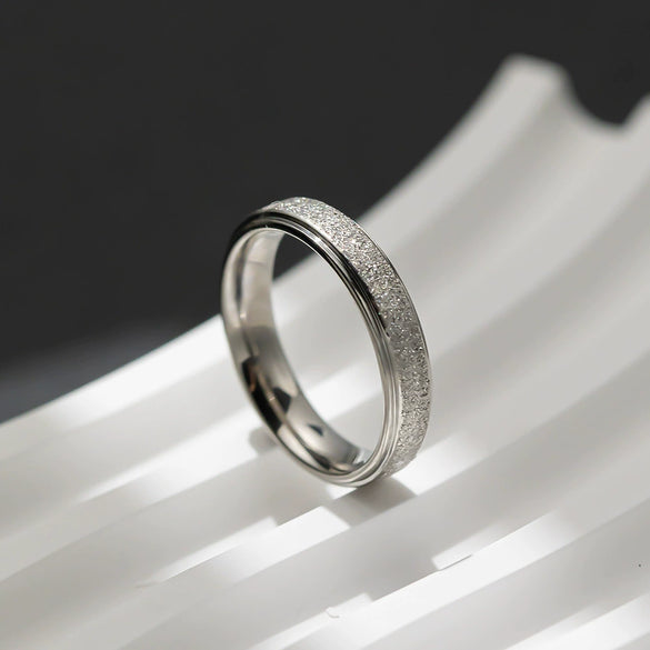 Titanium Steel Frosted Geometric Electroplated Couple's Ring