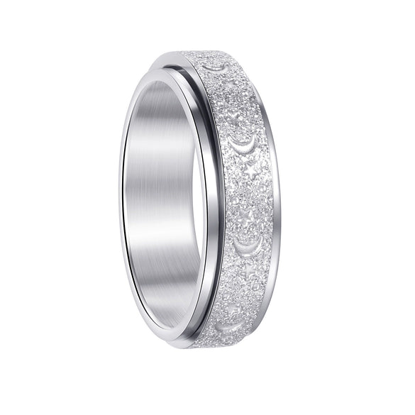 Titanium Steel Frosted Geometric Rotatable Decompression Couple Ring Jewelry