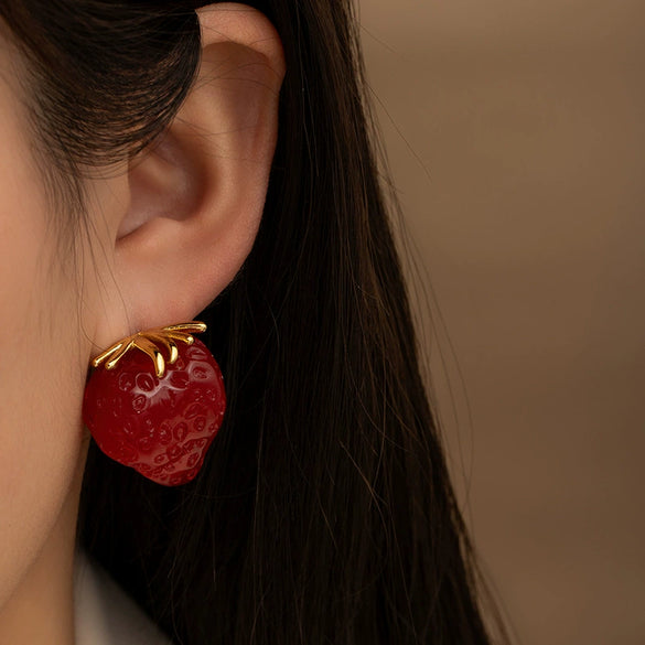 Titanium Steel Fruit Earrings Electroplated Design For Women