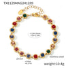 Titanium Steel Full Diamond 3A Zircon Mixed Color Bracelet And Necklace Jewelry Suit With Pvd Vacuum Plating For Women