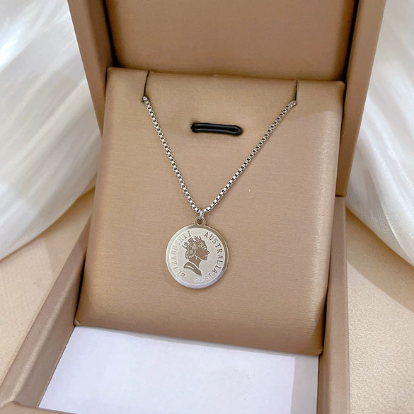 Titanium Steel Geometric And Cartoon Style Electroplated Round Head Necklace For Women
