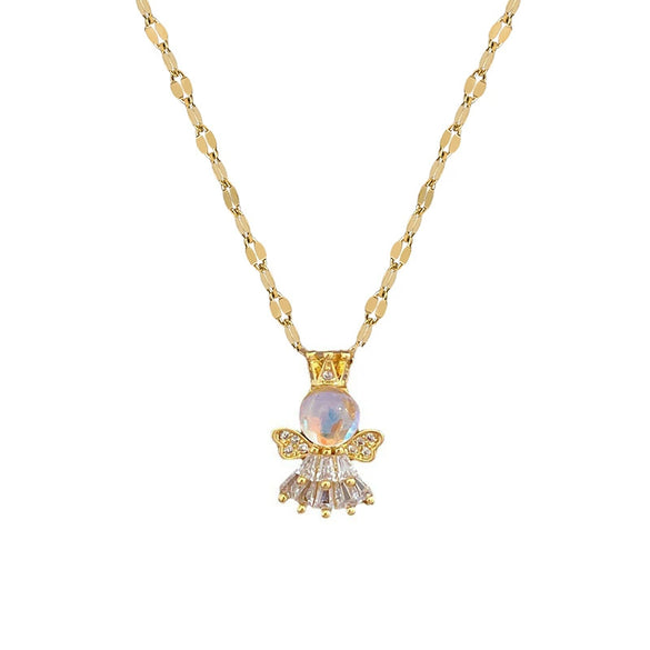 Titanium Steel Geometric Angel Aurora Jewelry Set With Electroplating For Women