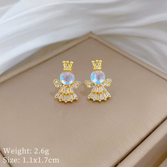 Titanium Steel Geometric Angel Aurora Jewelry Set With Electroplating For Women
