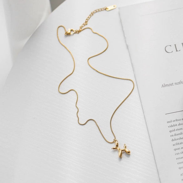 Titanium Steel Geometric Animal Dog Pendant Clavicle Chain With Electroplating Design