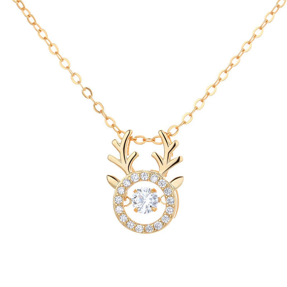 Titanium Steel Geometric Antlers Smart Necklace With Jumping Zircon For Female Popular Cartoon Style Jewelry
