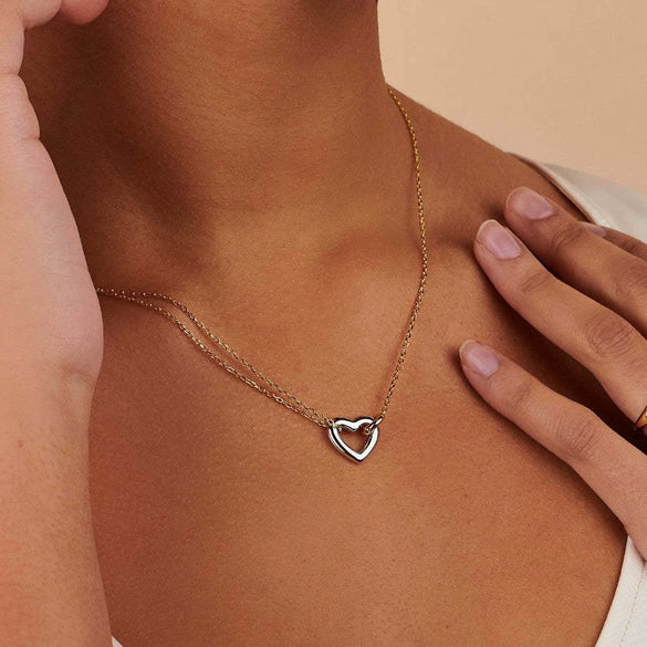 Titanium Steel Geometric Asymmetric Stitching Light Luxury Necklace With Box Chain And Electroplating
