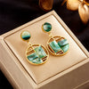 Titanium Steel Geometric Asymmetrical Cut Out Splicing Misaligned Round Earrings With Electroplating Treatment For Women