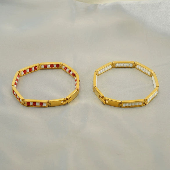 Titanium Steel Geometric Beaded Handmade Bracelet