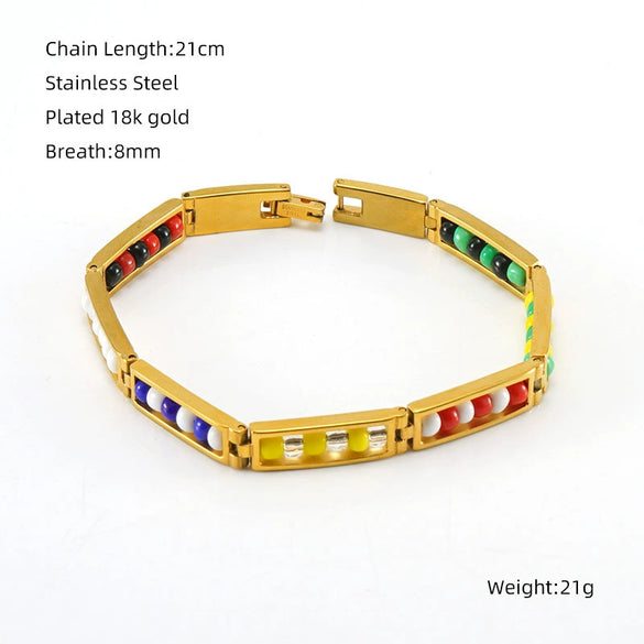 Titanium Steel Geometric Beaded Handmade Bracelet