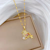 Titanium Steel Geometric Bird Necklace With Diamond Micropaved Zircon And Real Gold Electroplating Cartoon Style