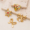 Titanium Steel Geometric Bow Heart Pendant Necklace Vacuum Electroplated