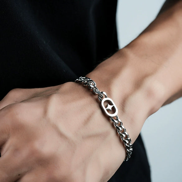 Titanium Steel Geometric Bracelet For Men And Unisex Wear Hip Hop Minimalist Electroplated Fashion Jewelry Accessory