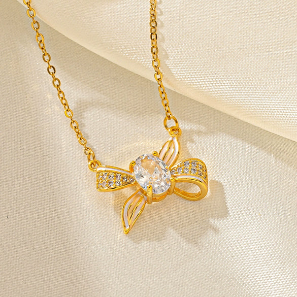 Titanium Steel Geometric Butterfly Clavicle Necklace For Women
