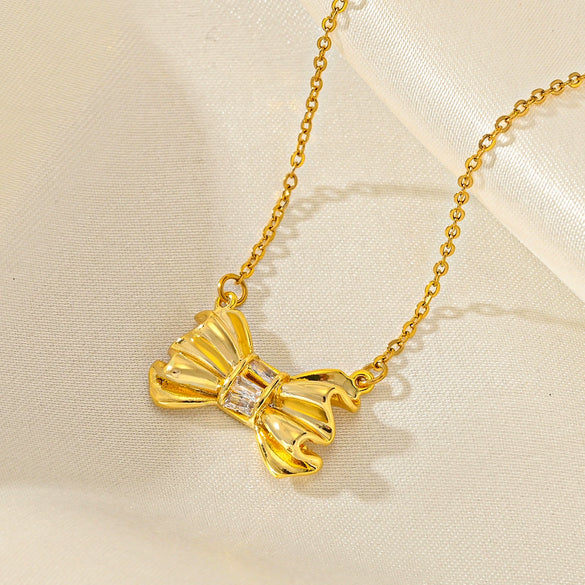 Titanium Steel Geometric Butterfly Clavicle Necklace For Women