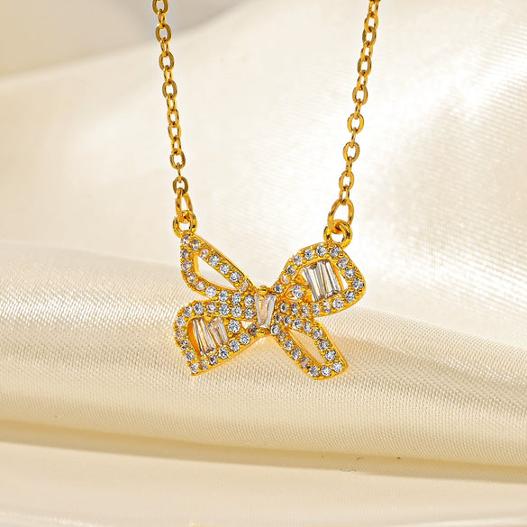 Titanium Steel Geometric Butterfly Clavicle Necklace For Women