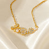 Titanium Steel Geometric Butterfly Clavicle Necklace For Women