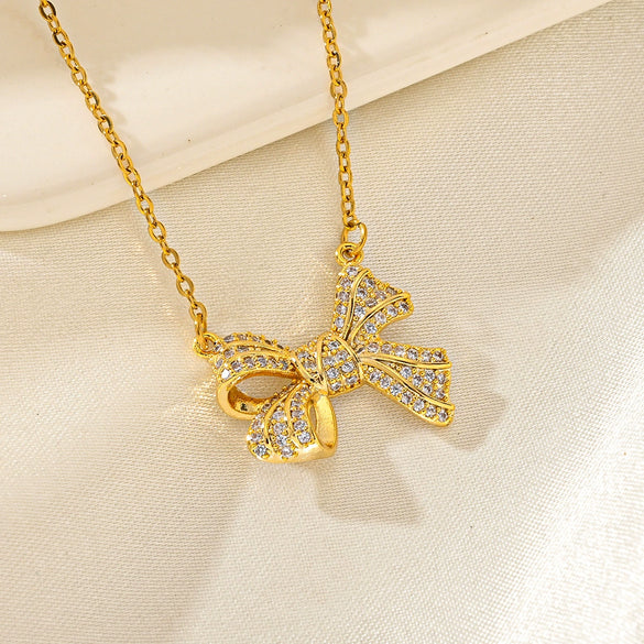 Titanium Steel Geometric Butterfly Clavicle Necklace For Women