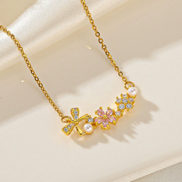 Titanium Steel Geometric Butterfly Clavicle Necklace For Women