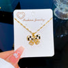 Titanium Steel Geometric Butterfly Zircon Inlaid Real Gold Necklace For Women