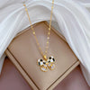 Titanium Steel Geometric Butterfly Zircon Inlaid Real Gold Necklace For Women