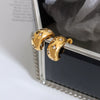 316L Stainless Steel Geometric C Shape Zircon Inlaid Electroplated 18K Gold Earrings
