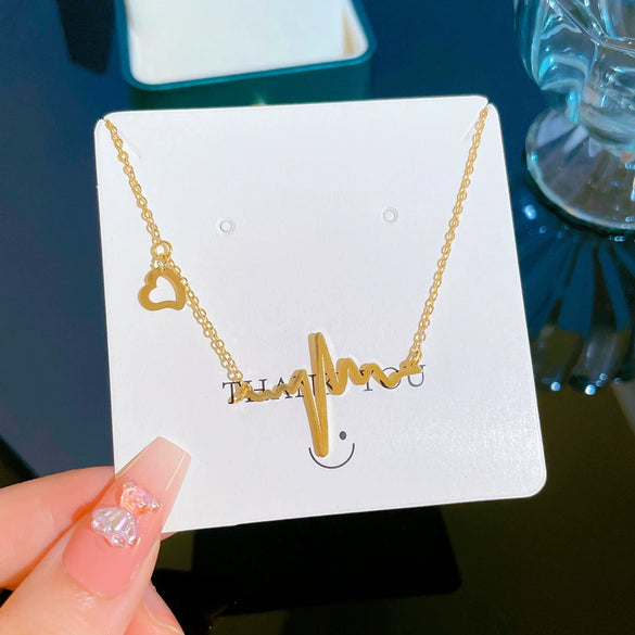 Titanium Steel Geometric Cartoon Plant Flowers Electroplated Necklace For Female