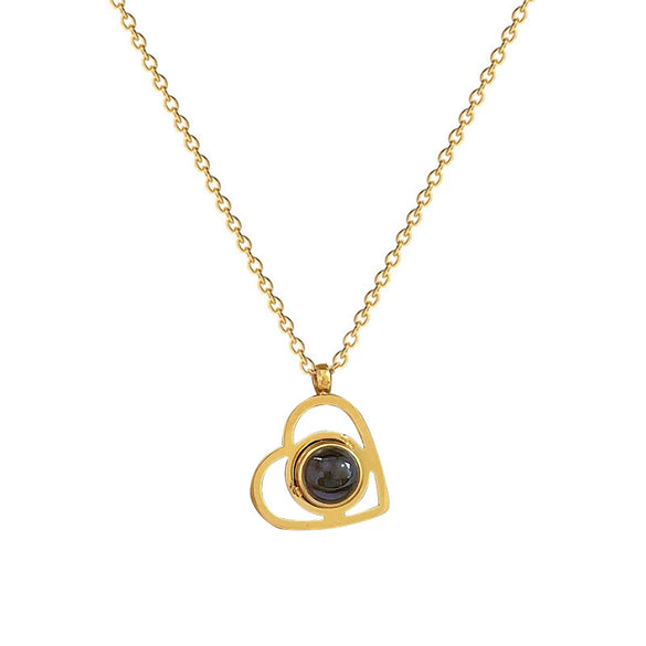 Titanium Steel Geometric Cartoon Style Electroplated Love Projection Minimalist Necklace Accessories