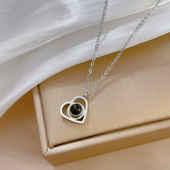 Titanium Steel Geometric Cartoon Style Electroplated Love Projection Minimalist Necklace Accessories