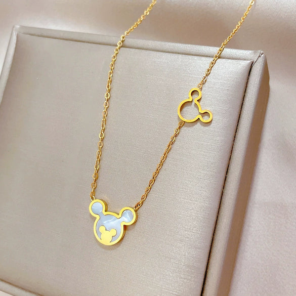 Titanium Steel Geometric Cartoon Style Pendant Necklace For Unisex With Electroplating