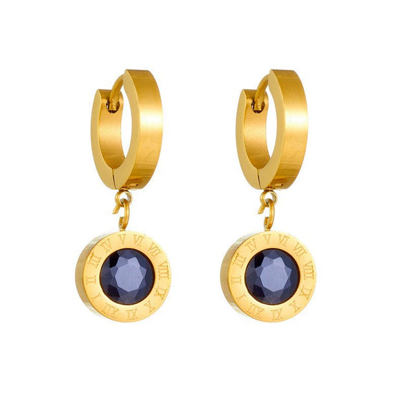 Titanium Steel Geometric Cartoon Style Vacuum Electroplated In Furnace Allmatch Ear Buckle Earrings