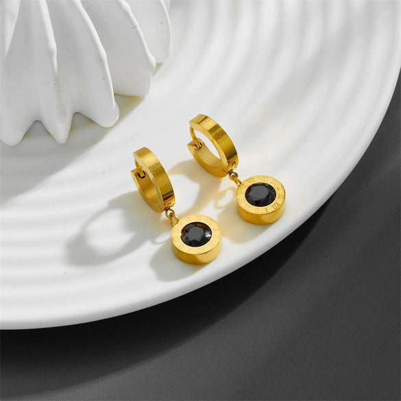 Titanium Steel Geometric Cartoon Style Vacuum Electroplated In Furnace Allmatch Ear Buckle Earrings