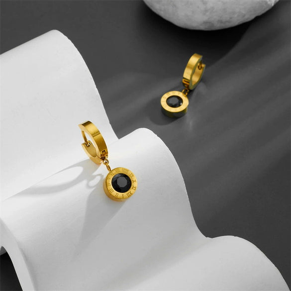 Titanium Steel Geometric Cartoon Style Vacuum Electroplated In Furnace Allmatch Ear Buckle Earrings