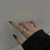 Titanium Steel Geometric Chain Ring For Women Gold Inlaid Hip Hop Style Statement Jewelry