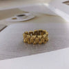 Titanium Steel Geometric Chain Ring For Women Gold Inlaid Hip Hop Style Statement Jewelry