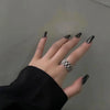 Titanium Steel Geometric Chain Ring For Women Gold Inlaid Hip Hop Style Statement Jewelry