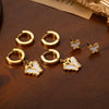 Titanium Steel Geometric Circle Butterfly Electroplated Women's Earrings
