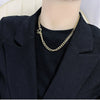 Titanium Steel Geometric Clavicle Chain For Women With Gold Inlaid Ins Hiphop Street Cold Style