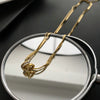 Titanium Steel Geometric Clavicle Chain Necklace For Women With Electroplating And Water Wave Chain Style