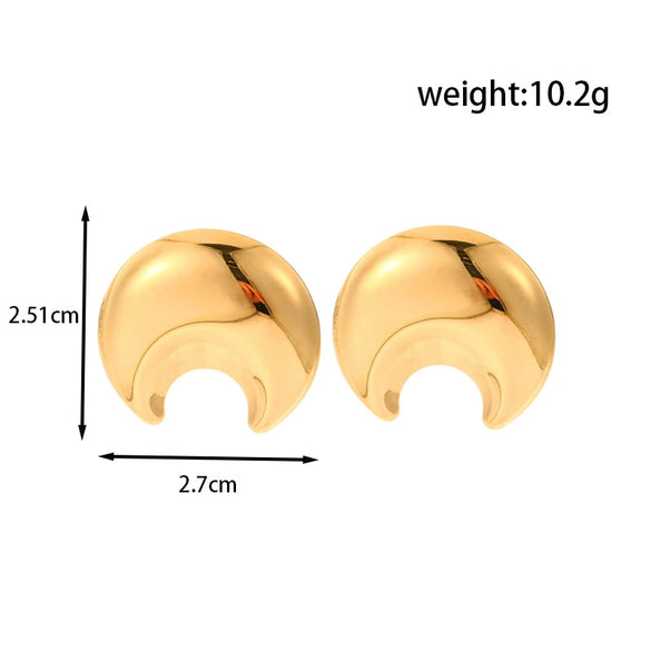 Titanium Steel Geometric Crescent Light Luxury Earrings With Electroplating